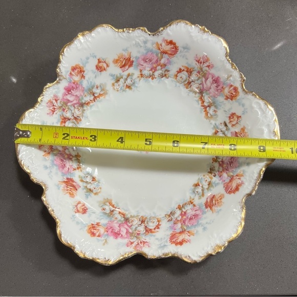 Antique 1920s Hermann Ohme Germany Floral Porcelain Plate with Gold Trim - Picture 6 of 7